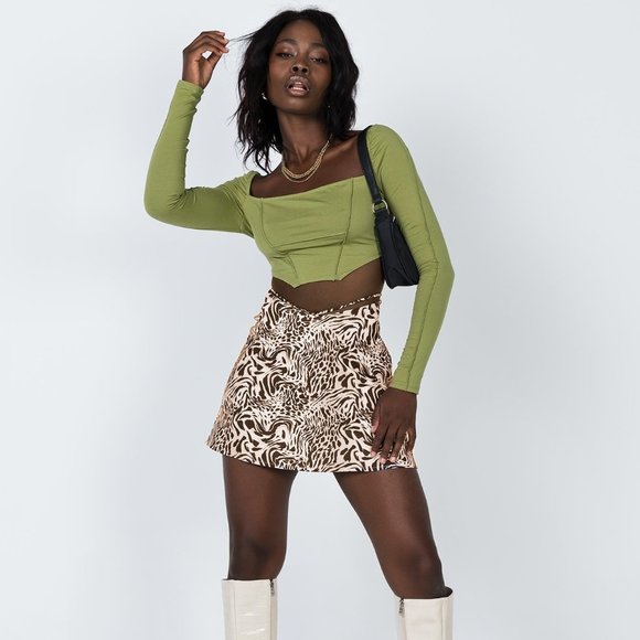 Princess Polly Long Sleeve Green Top - Picture 1 of 1